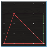 Black background, white grid points, green outline of a square with a red outline triable inside.