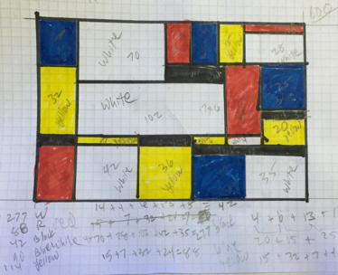 Rectangle with squares and  rectangles inside.